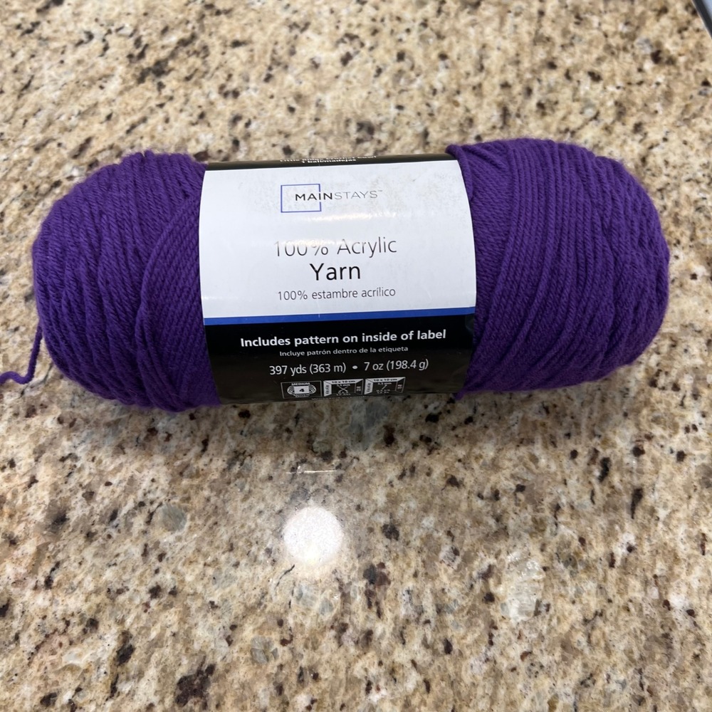 Mainstays Purple 100% Acrylic Yarn Medium 4 Worsted 7oz 397yd MS20-200-017